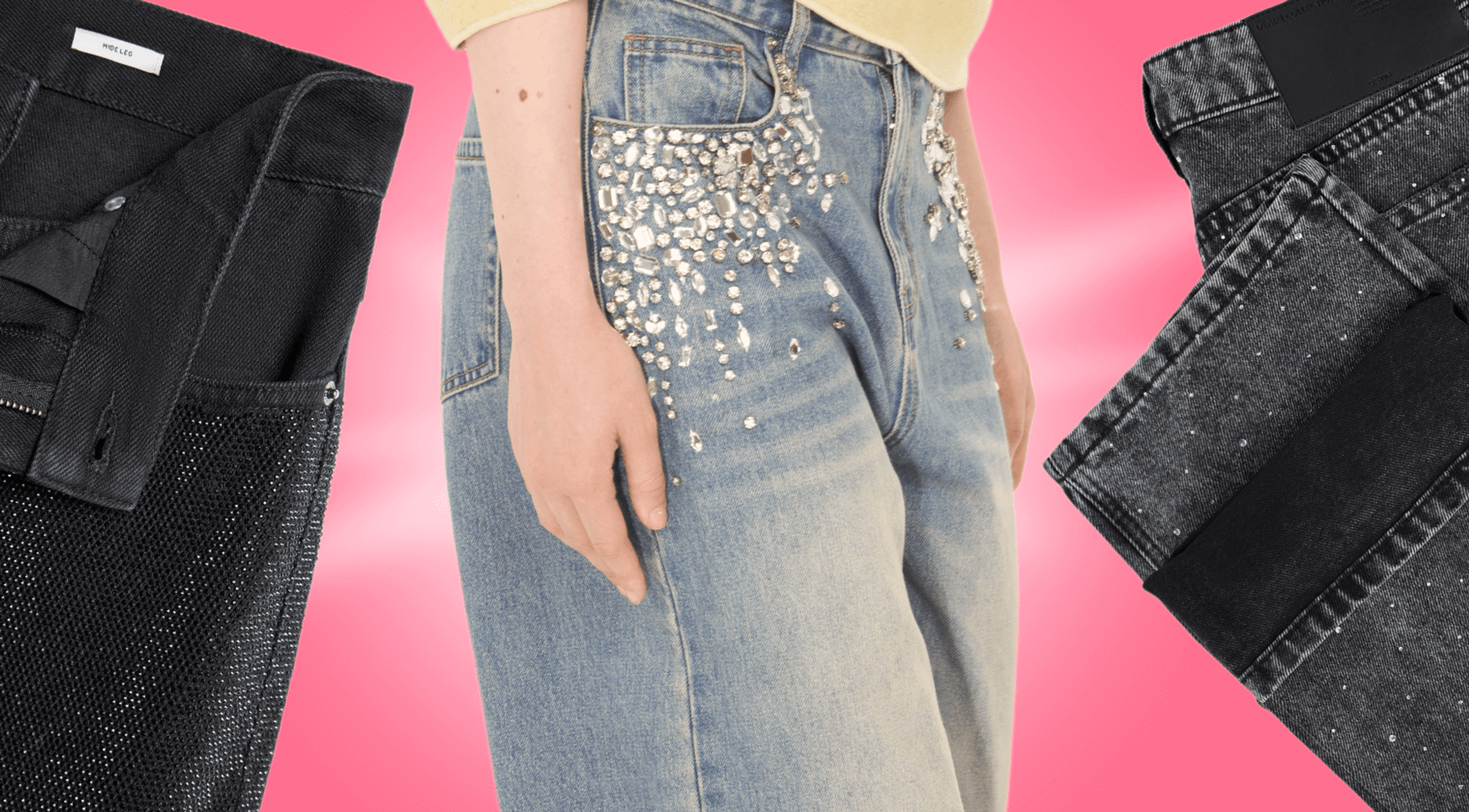 Обложка статьи Нарядные джинсы — модели со стразами от 1399 рублей