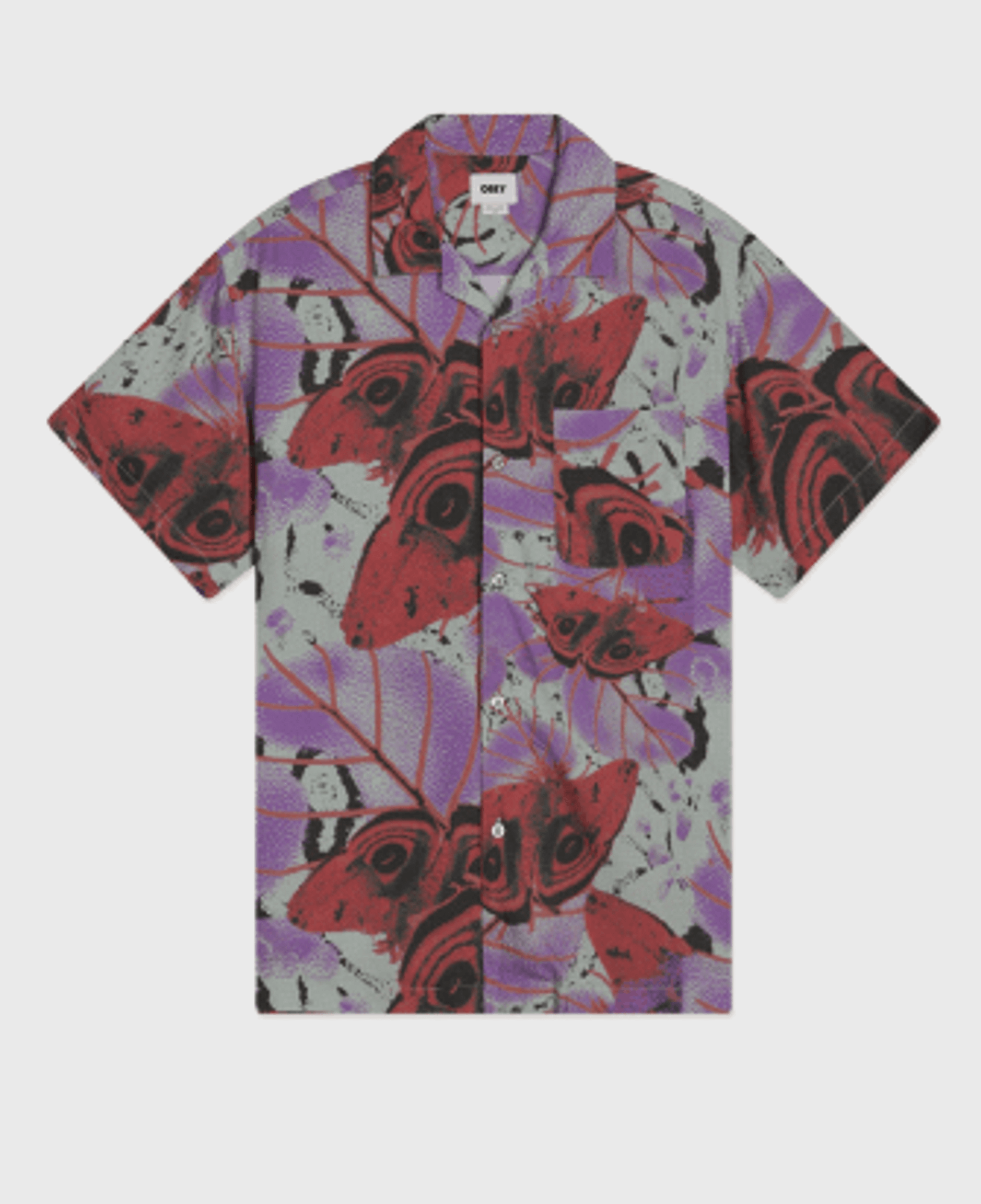 Рубашка Obey Upshot Woven Green Fig Multi